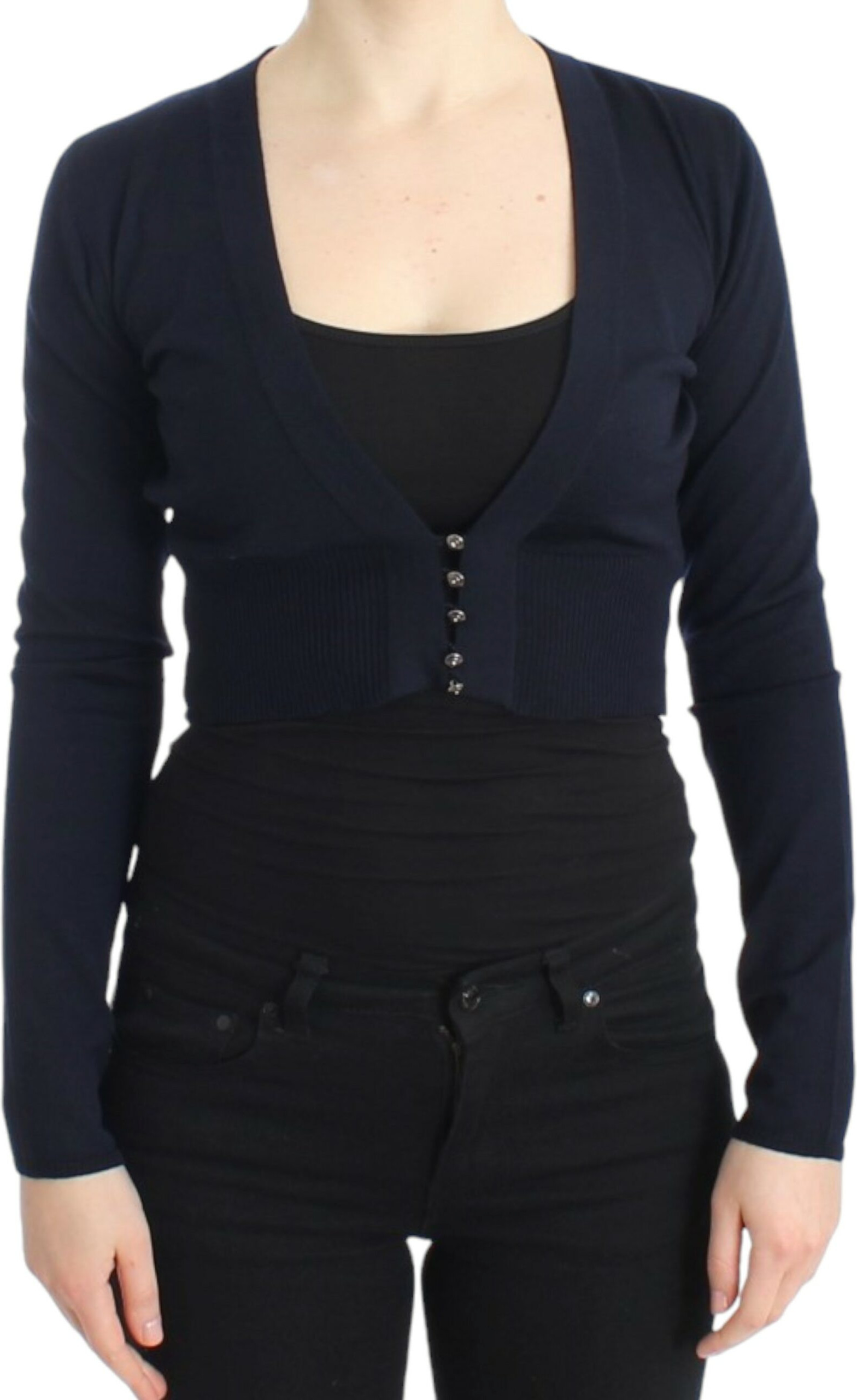Cardigan Roberto Cavalli Blue cropped wool cardigan