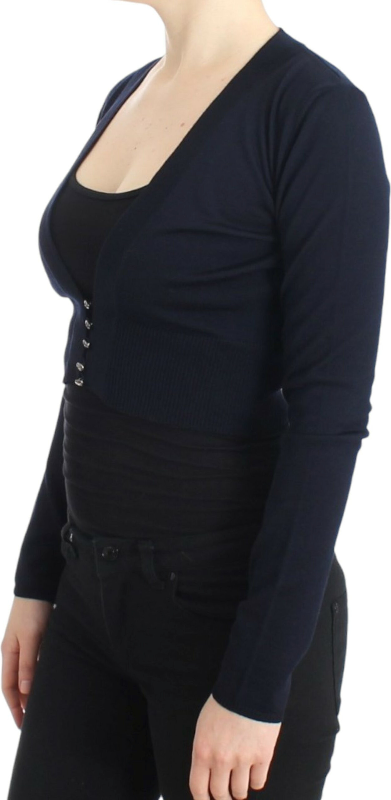 Cardigan Roberto Cavalli Blue cropped wool cardigan