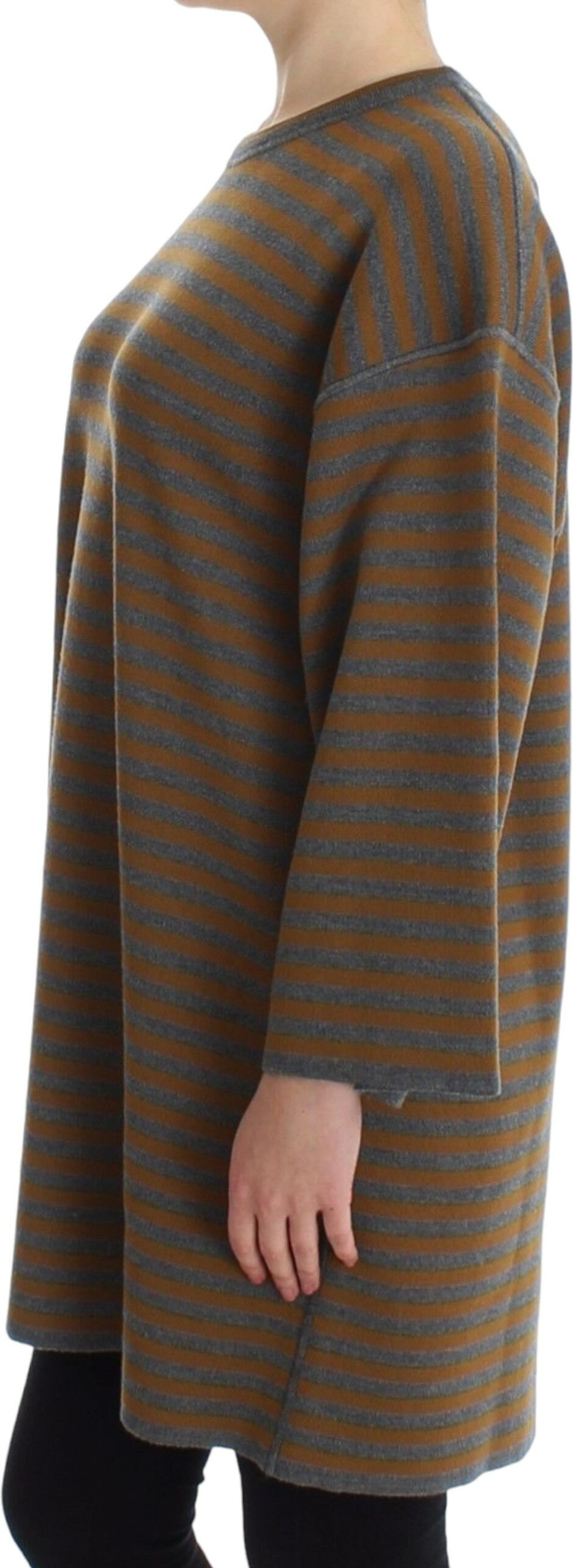 Jumper Dolce & Gabbana Oversized Gray Yellow Striped Sweater Top