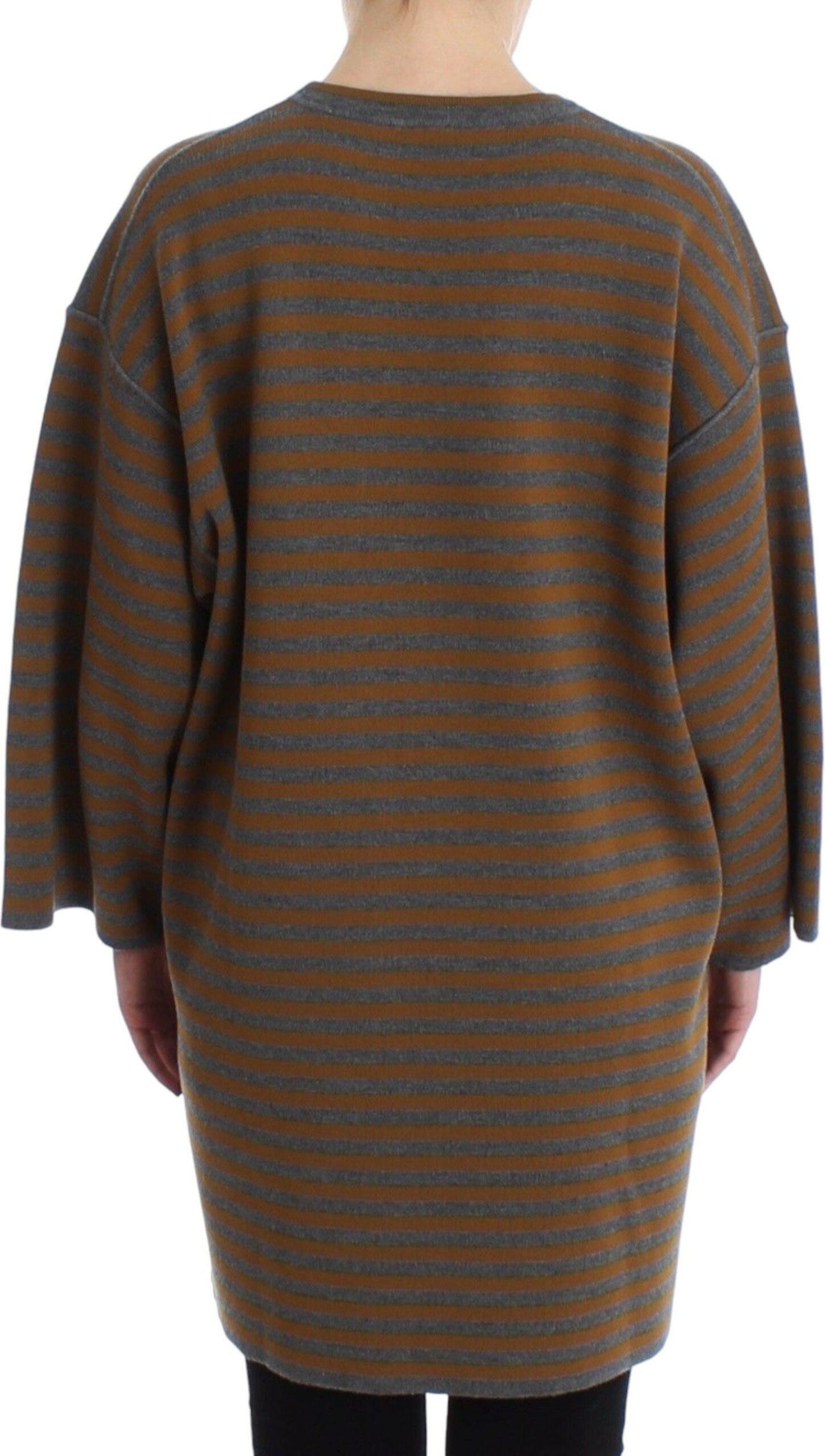 Jumper Dolce & Gabbana Oversized Gray Yellow Striped Sweater Top