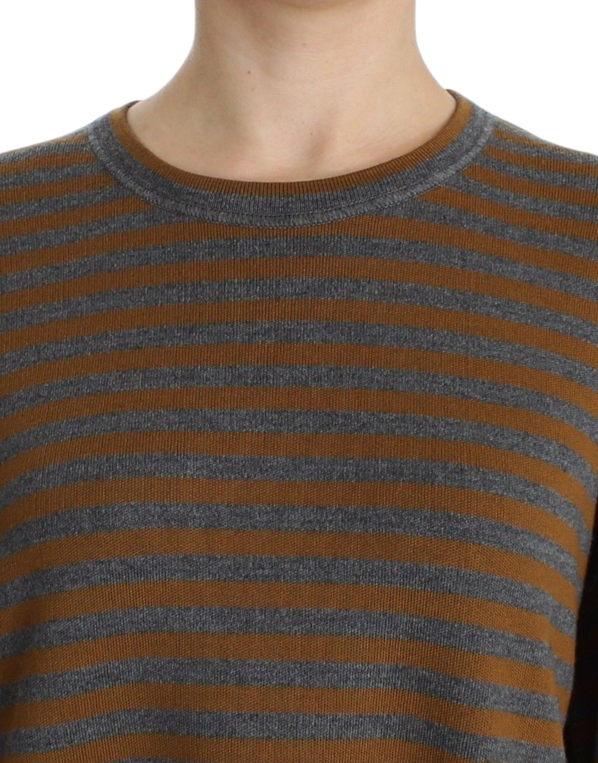 Jumper Dolce & Gabbana Oversized Gray Yellow Striped Sweater Top