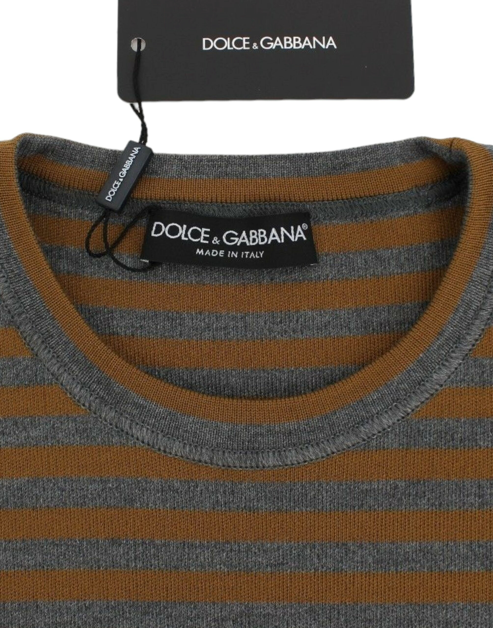 Jumper Dolce & Gabbana Oversized Gray Yellow Striped Sweater Top