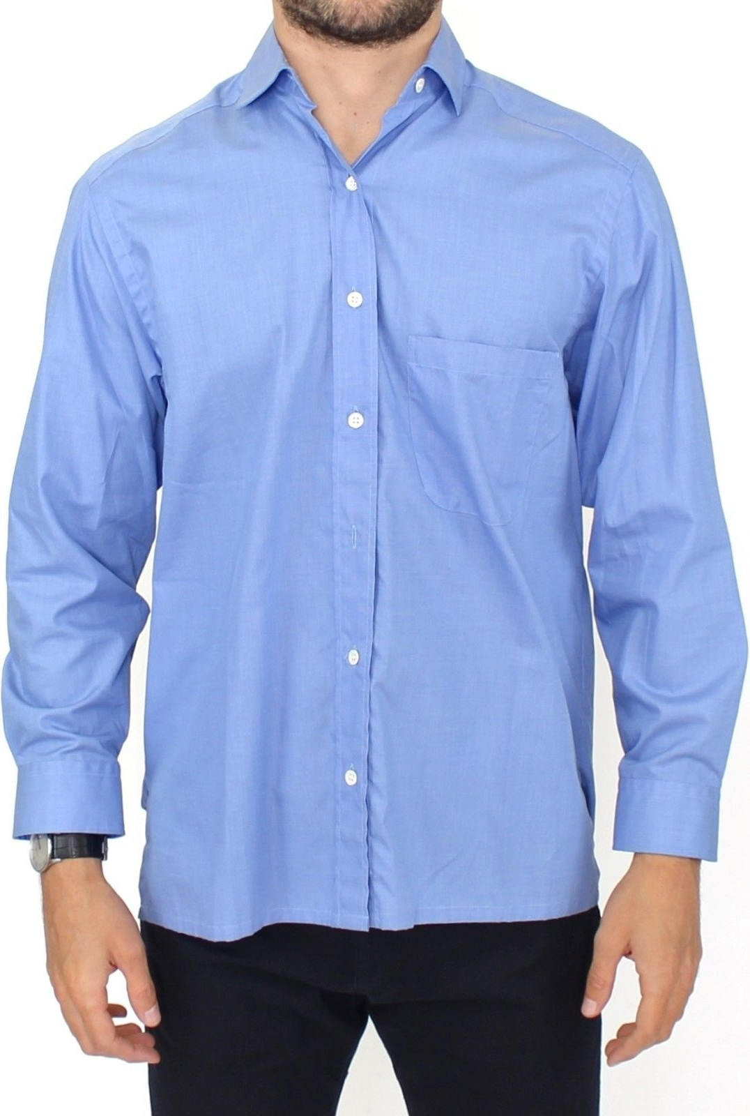 Shirt Ermanno Scervino Blue Cotton Dress Classic Fit Shirt