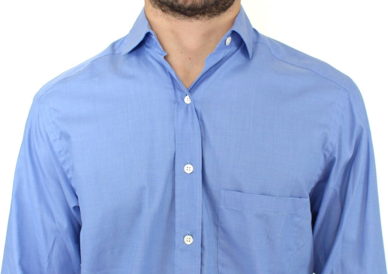 Shirt Ermanno Scervino Blue Cotton Dress Classic Fit Shirt
