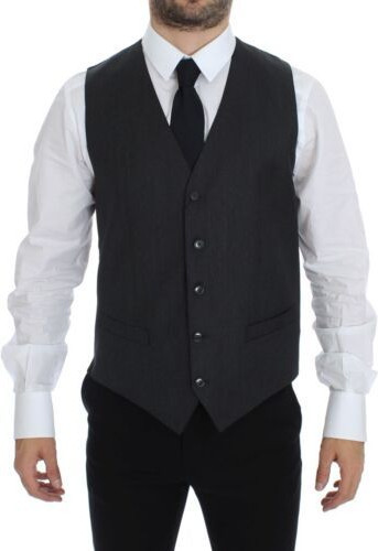 Vest Dolce & Gabbana Gray Wool Formal Dress Vest