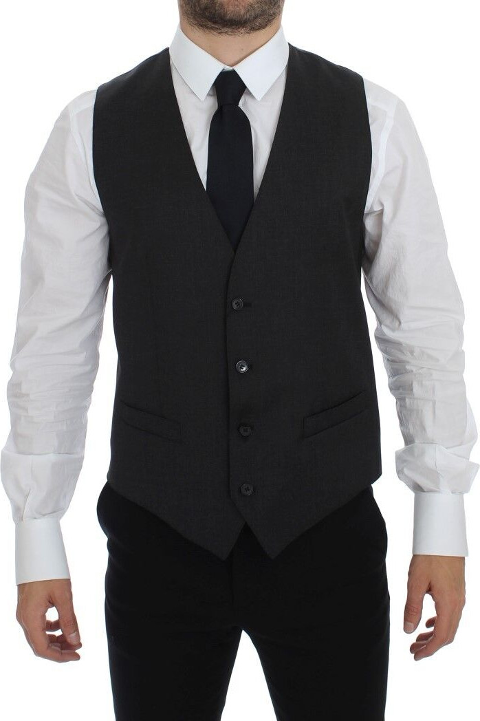 Vest Dolce & Gabbana Gray Wool Formal Dress Vest