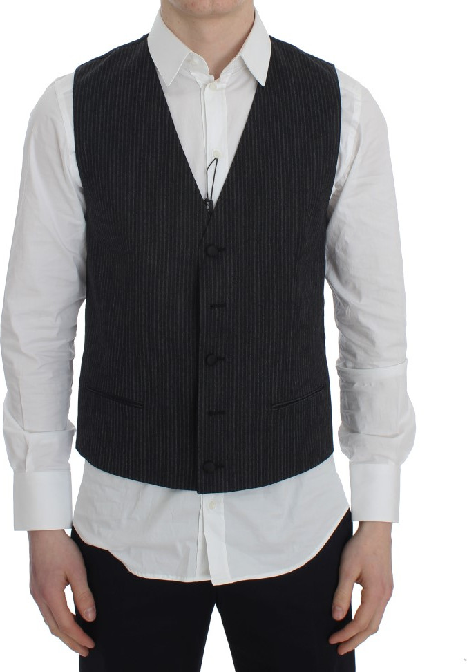 Vest Dolce & Gabbana Gray Striped Formal Vest
