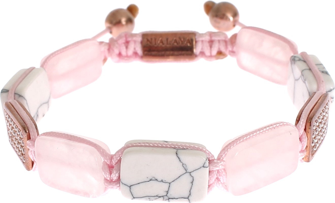 Bracelet Nialaya Jewelry Elegant Pink Gemstone Bracelet with Diamond Details