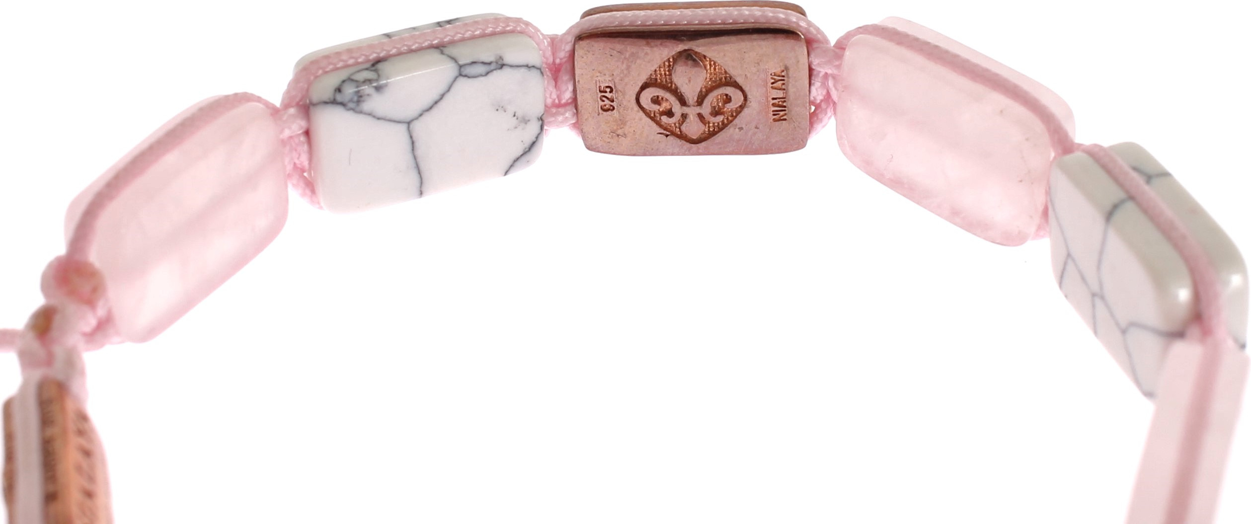 Bracelet Nialaya Jewelry Elegant Pink Gemstone Bracelet with Diamond Details