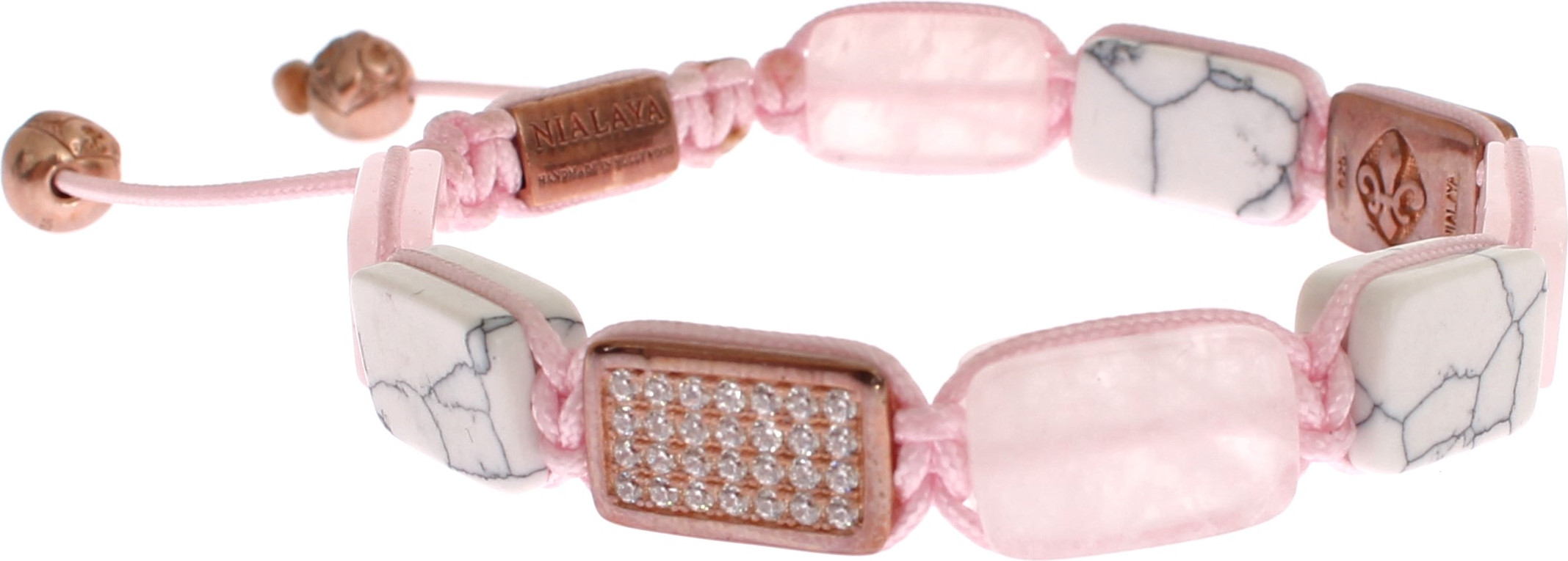 Bracelet Nialaya Jewelry Elegant Pink Gemstone Bracelet with Diamond Details