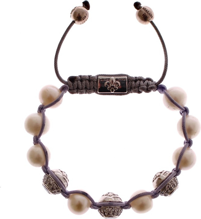 Bracelet Nialaya Jewelry Elegant Silver Pearl Charm Bracelet