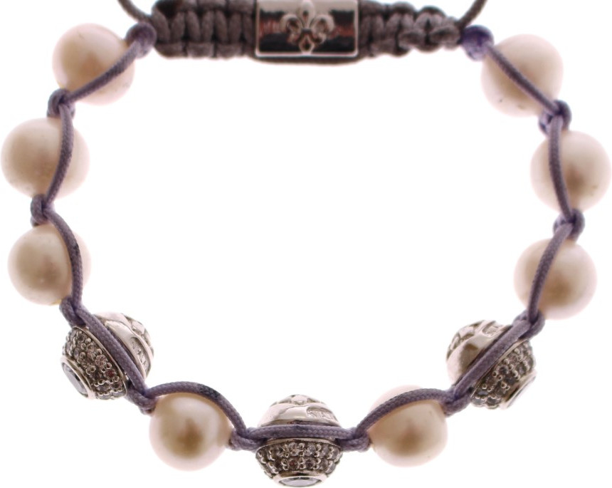 Bracelet Nialaya Jewelry Elegant Silver Pearl Charm Bracelet
