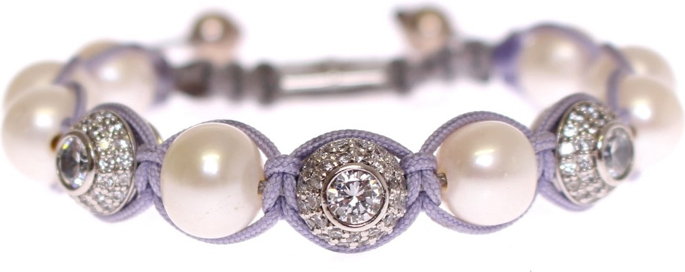 Bracelet Nialaya Jewelry Elegant Silver Pearl Charm Bracelet