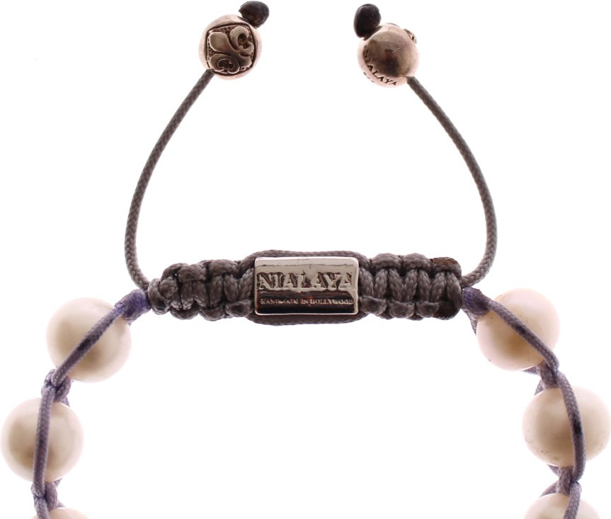 Bracelet Nialaya Jewelry Elegant Silver Pearl Charm Bracelet