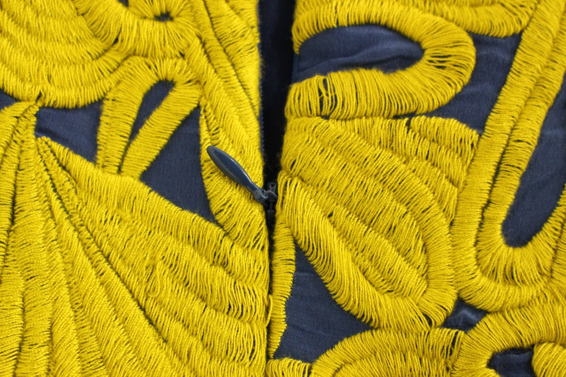 Dress Sachin & Babi Blue Yellow Strapless Bubble Mini Shift