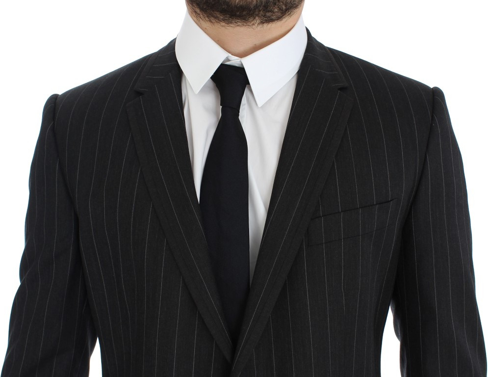Blazer Dolce & Gabbana Gray Striped Slim Fit Wool