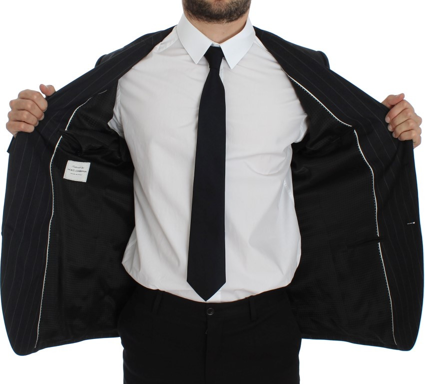 Blazer Dolce & Gabbana Gray Striped Slim Fit Wool