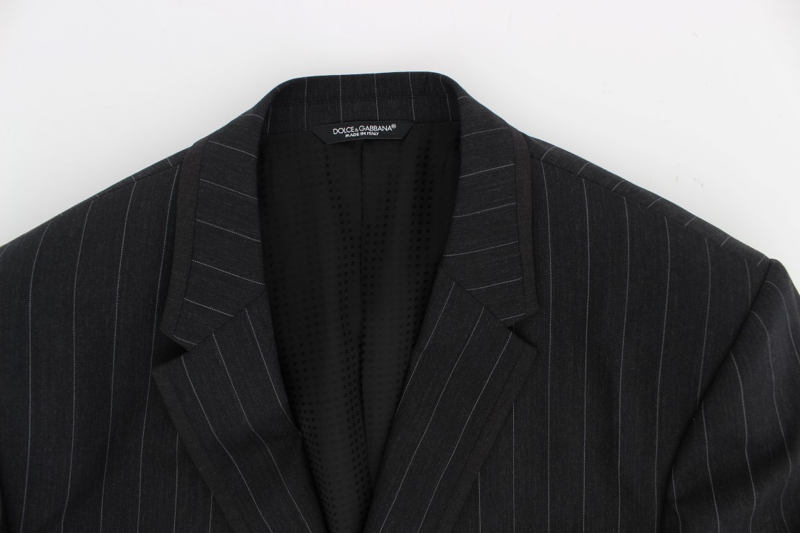 Blazer Dolce & Gabbana Gray Striped Slim Fit Wool