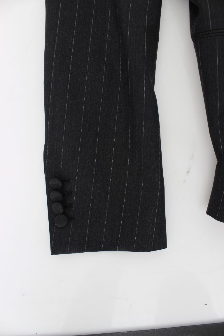 Blazer Dolce & Gabbana Gray Striped Slim Fit Wool