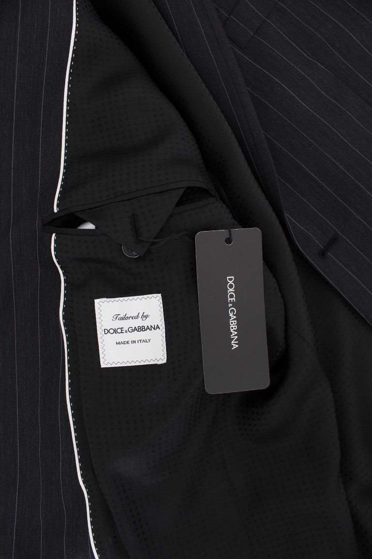 Blazer Dolce & Gabbana Gray Striped Slim Fit Wool