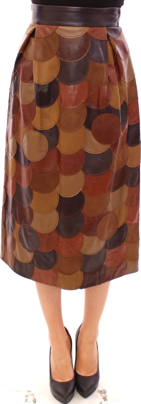 Dolce & Gabbana jigarrang patchwork teri straight yubka