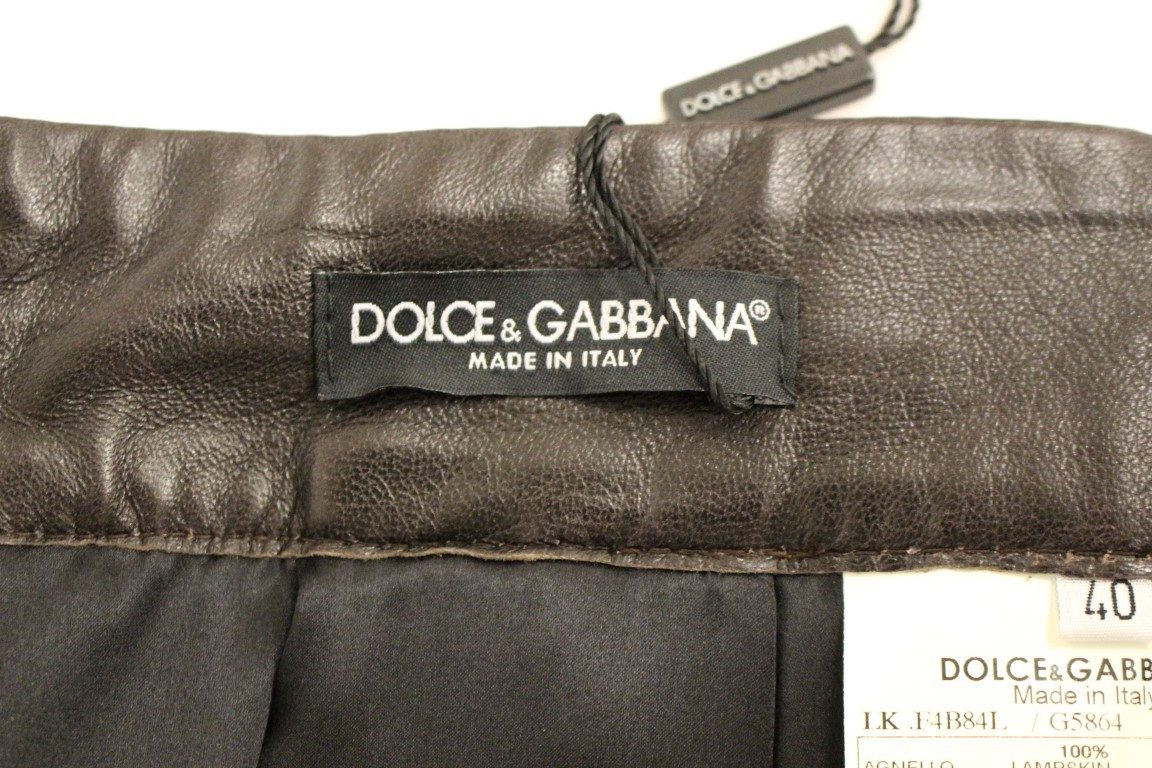 Skirt Dolce & Gabbana Brown Patchwork Leather Straight