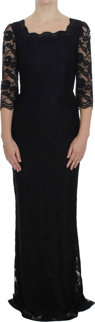 Maxi Dress Dolce & Gabbana Black Floral Lace Long