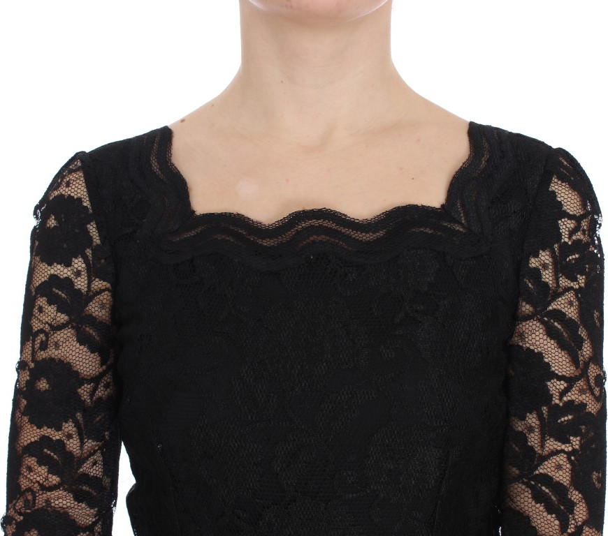Maxi Dress Dolce & Gabbana Black Floral Lace Long