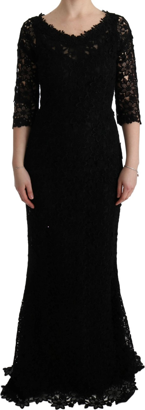 Платье-футляр Dolce & Gabbana Black Floral Ricamo