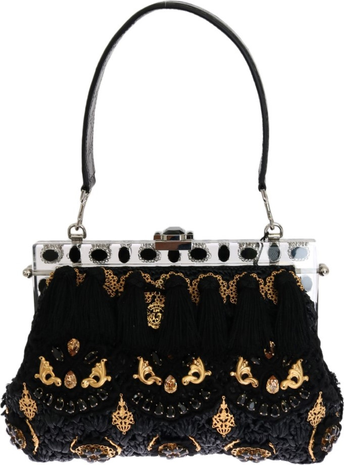 Клатч Dolce & Gabbana Элегантный Черный с Кисточкой и Золотистым Барокко VANDA