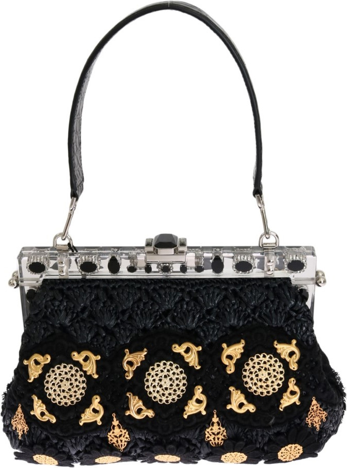 Клатч Dolce & Gabbana Элегантный Черный с Кисточкой и Золотистым Барокко VANDA