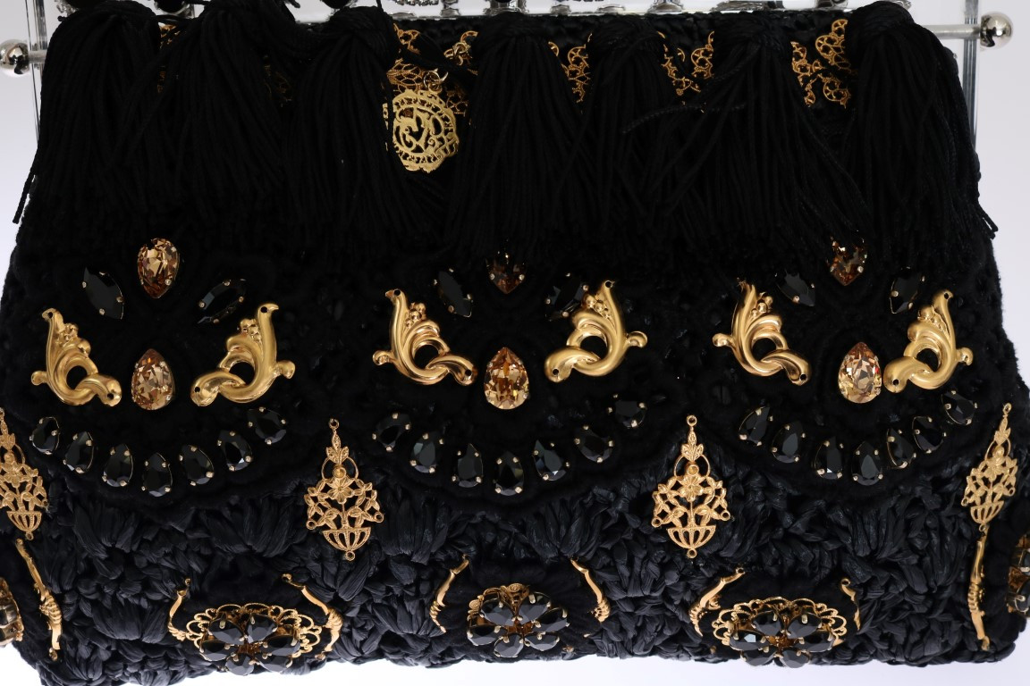 Клатч Dolce & Gabbana Элегантный Черный с Кисточкой и Золотистым Барокко VANDA
