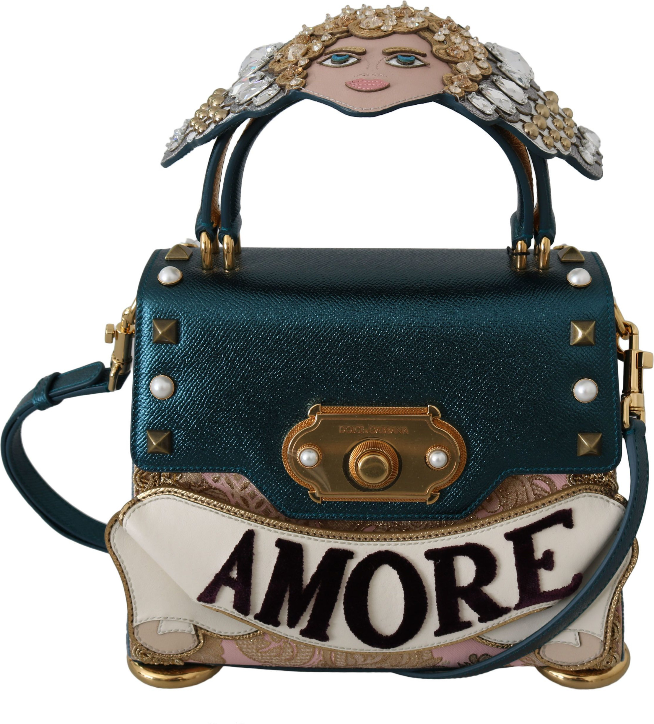 Сумка через плечо Dolce & Gabbana Chic Blue Gold Angel Motif Welcome Bag