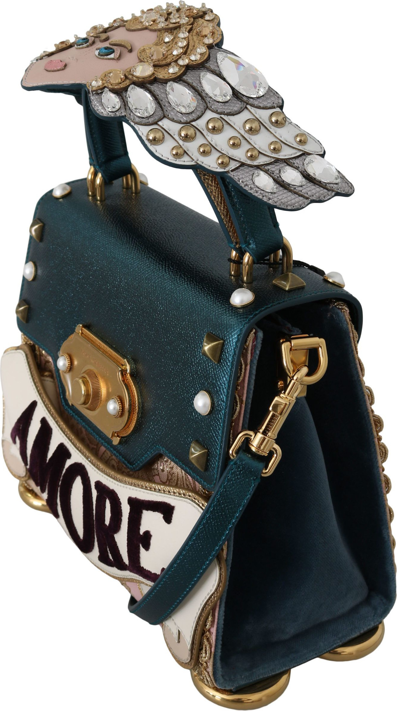 Сумка через плечо Dolce & Gabbana Chic Blue Gold Angel Motif Welcome Bag