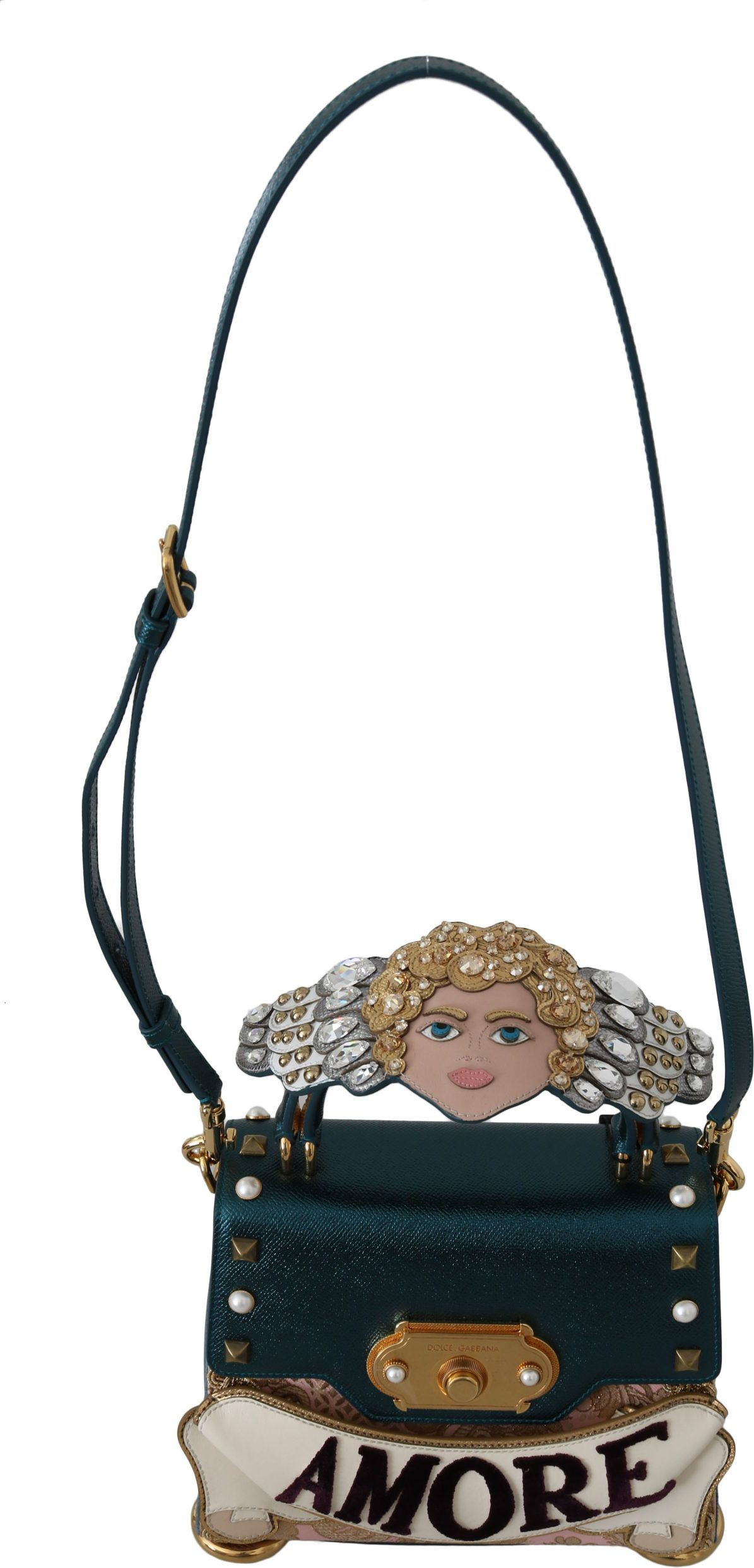 Сумка через плечо Dolce & Gabbana Chic Blue Gold Angel Motif Welcome Bag