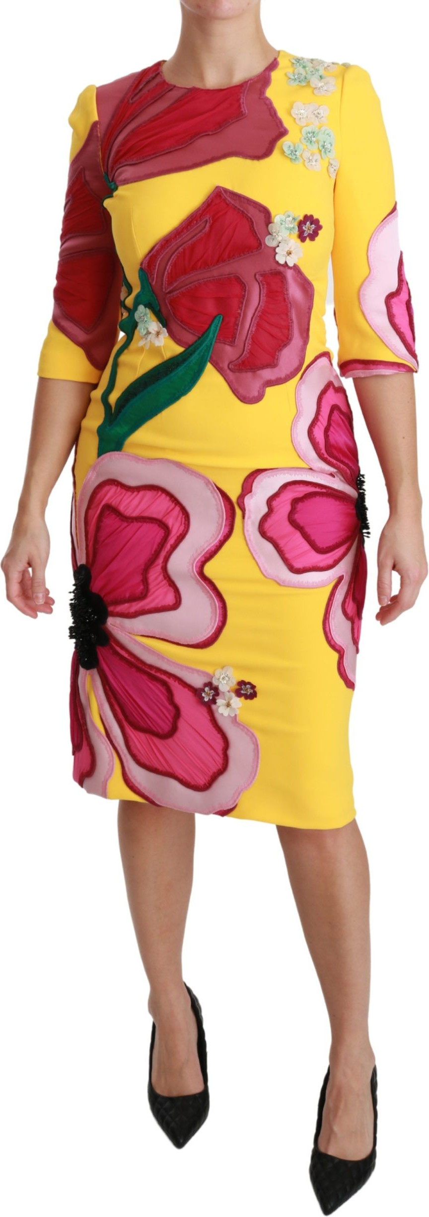 Dolce & Gabbana libos, Sariq gulli, kristalli, jismoniy siluetli ko'ylak