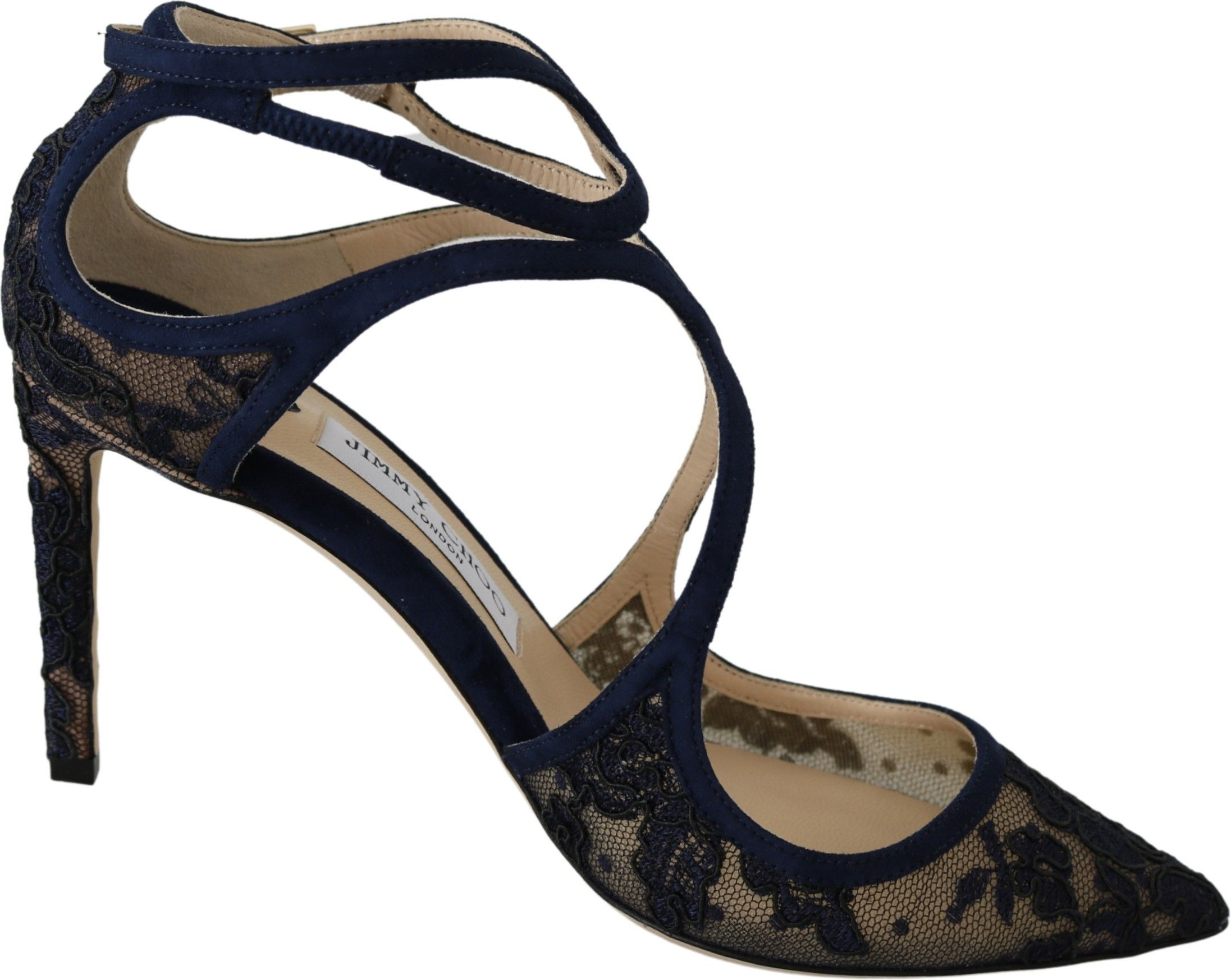 Jimmy Choo Navy Lancer Zamsh Pompalar - Hasratiy Cheksiz