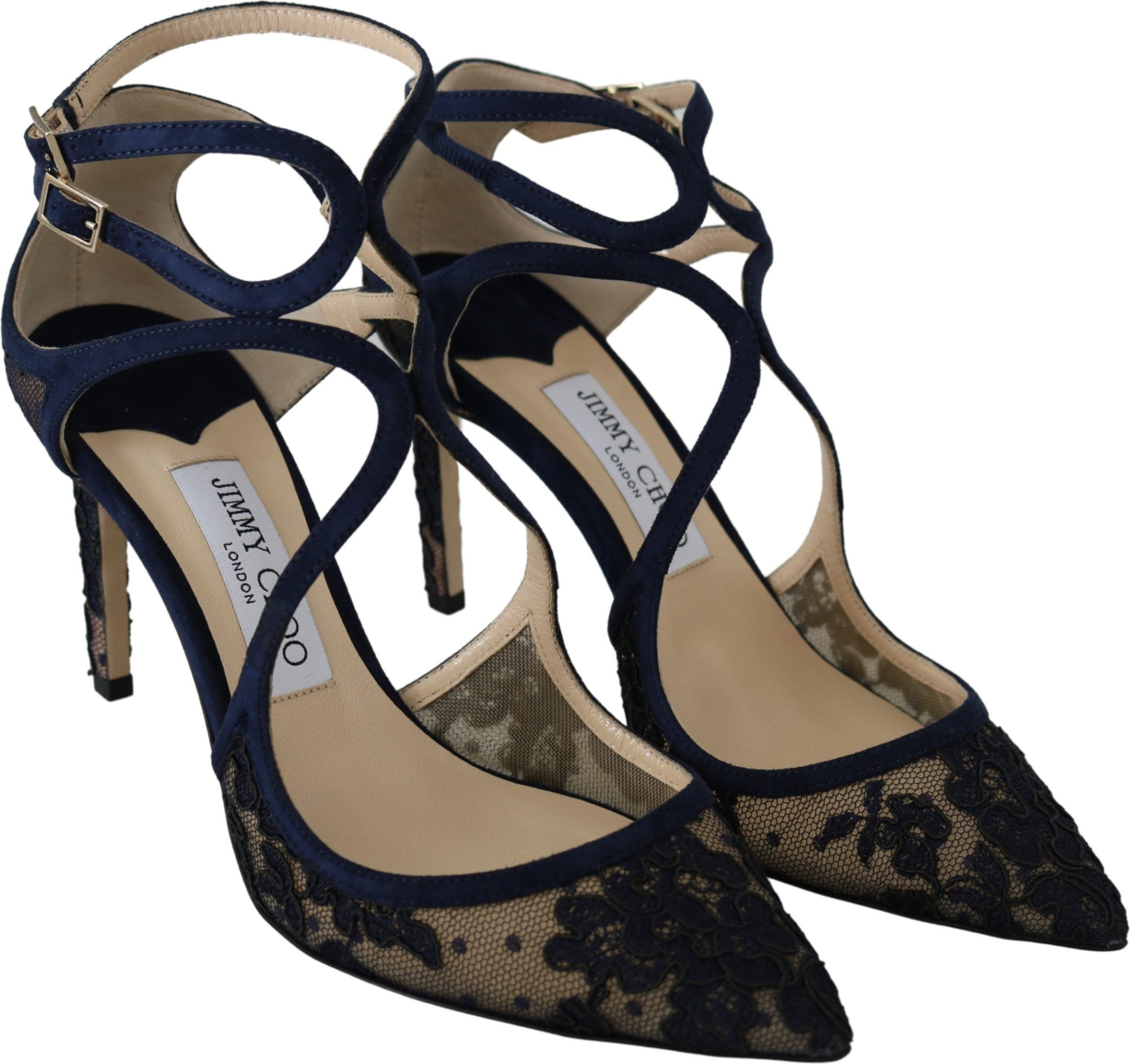 Jimmy Choo Navy Lancer Zamsh Pompalar - Hasratiy Cheksiz