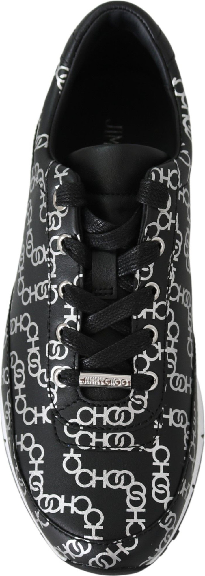 Jimmy Choo Eyewear Elegan Klassik Qora va Kumush Lather Nevrlar