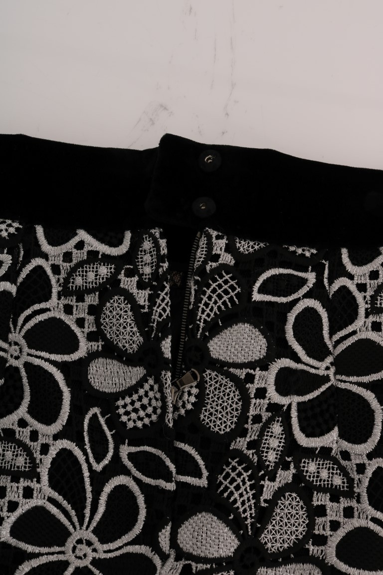 Юбка Dolce & Gabbana с цветочным макраме, кружевом и кристаллическими пуговицами