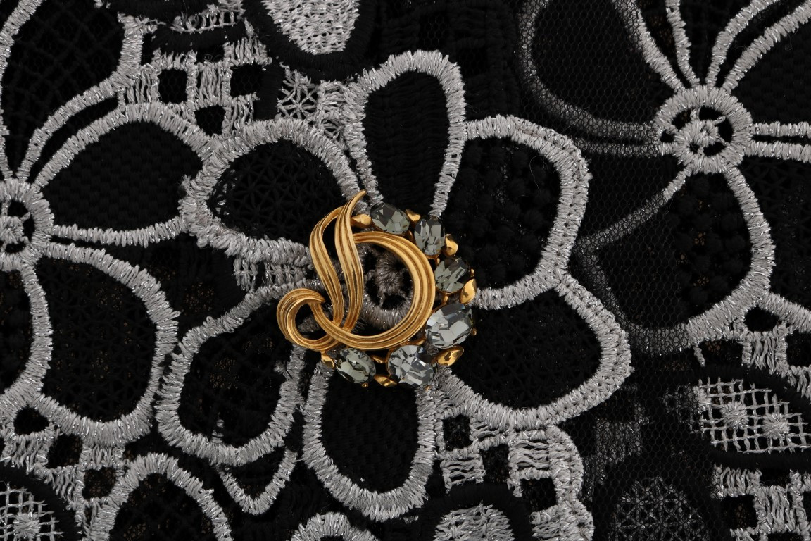 Юбка Dolce & Gabbana с цветочным макраме, кружевом и кристаллическими пуговицами