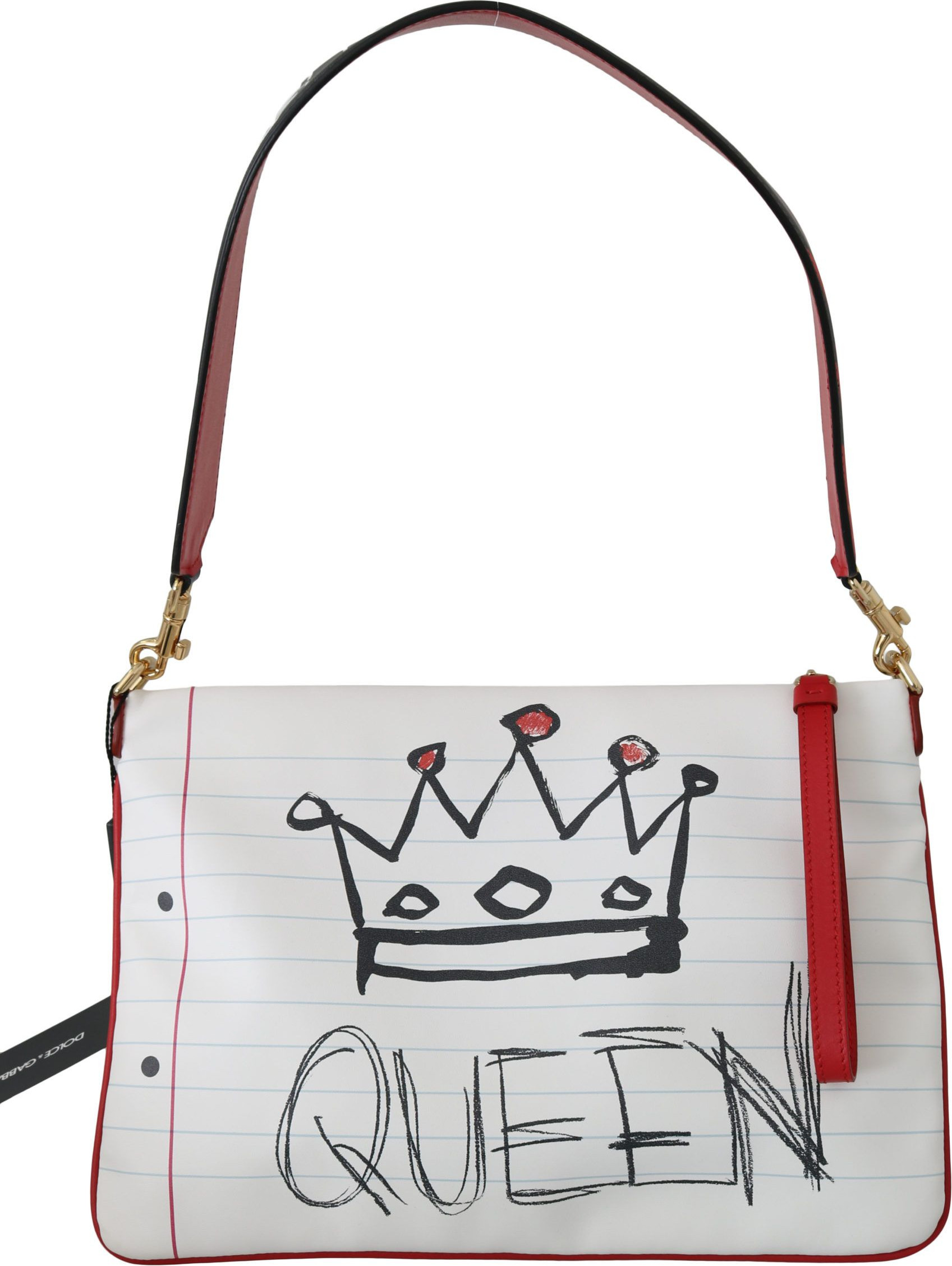 Clutch Bag Dolce & Gabbana Elegant White Crown Queen
