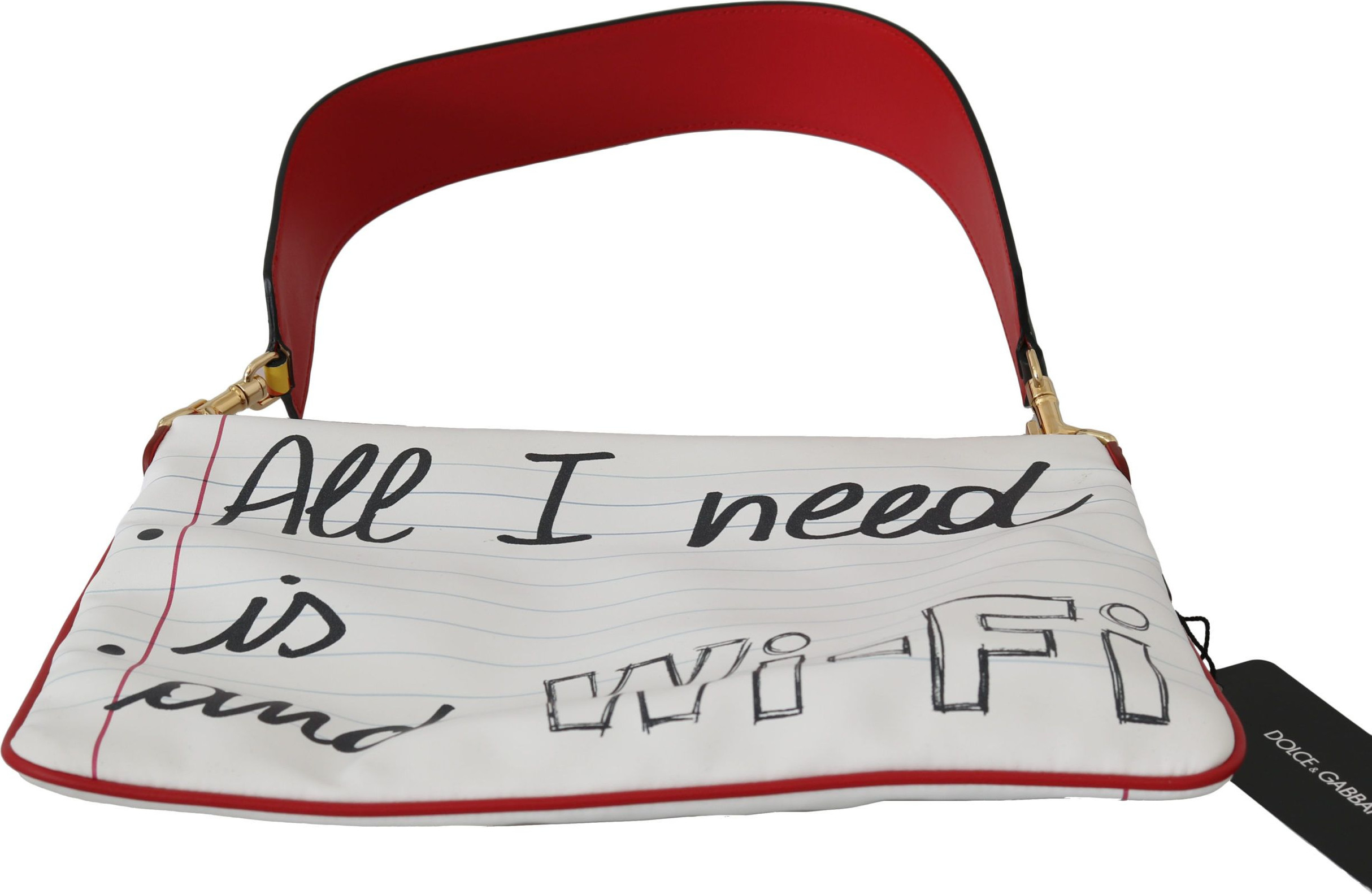 Clutch Bag Dolce & Gabbana Elegant White Crown Queen
