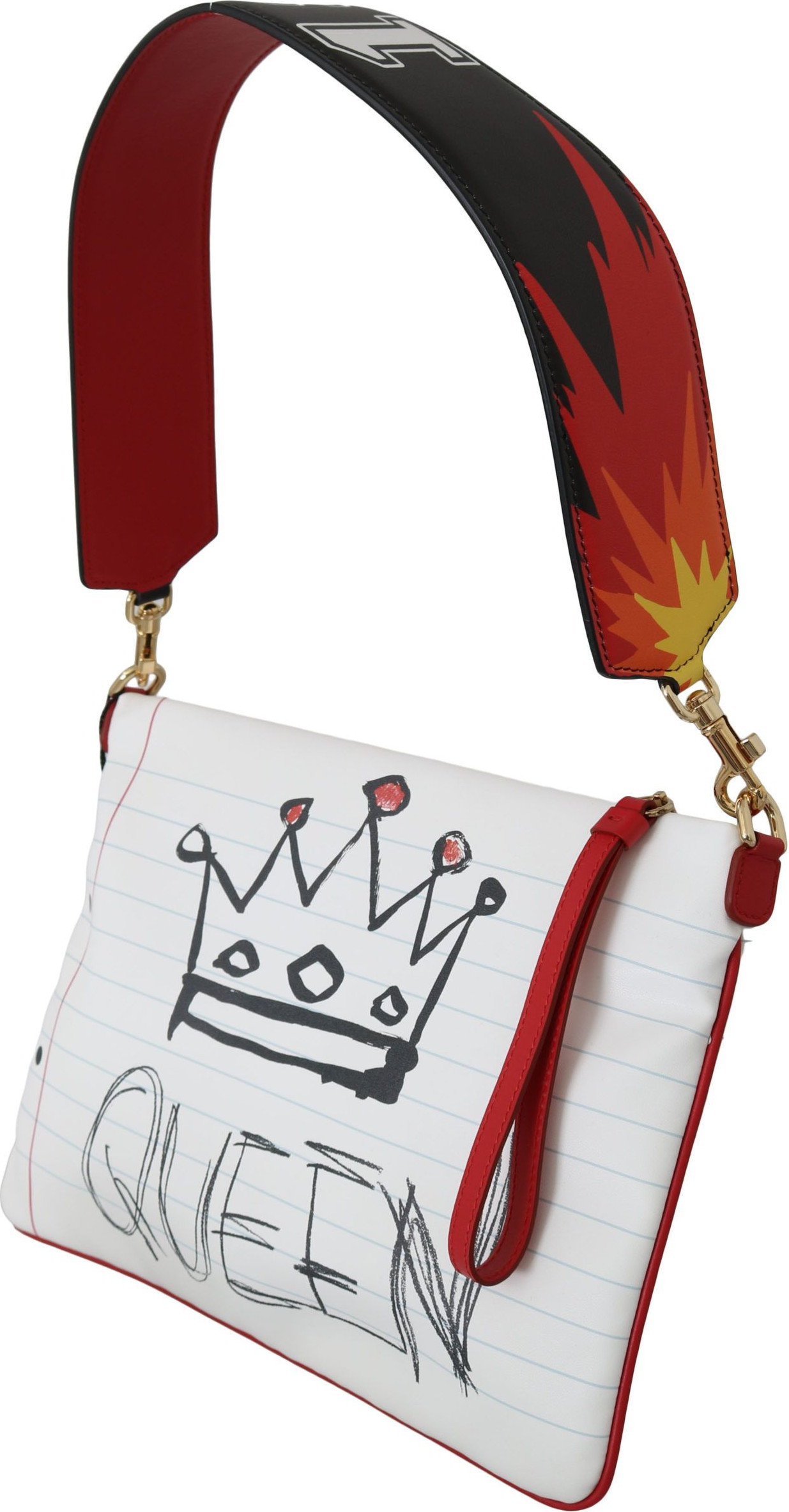 Clutch Bag Dolce & Gabbana Elegant White Crown Queen