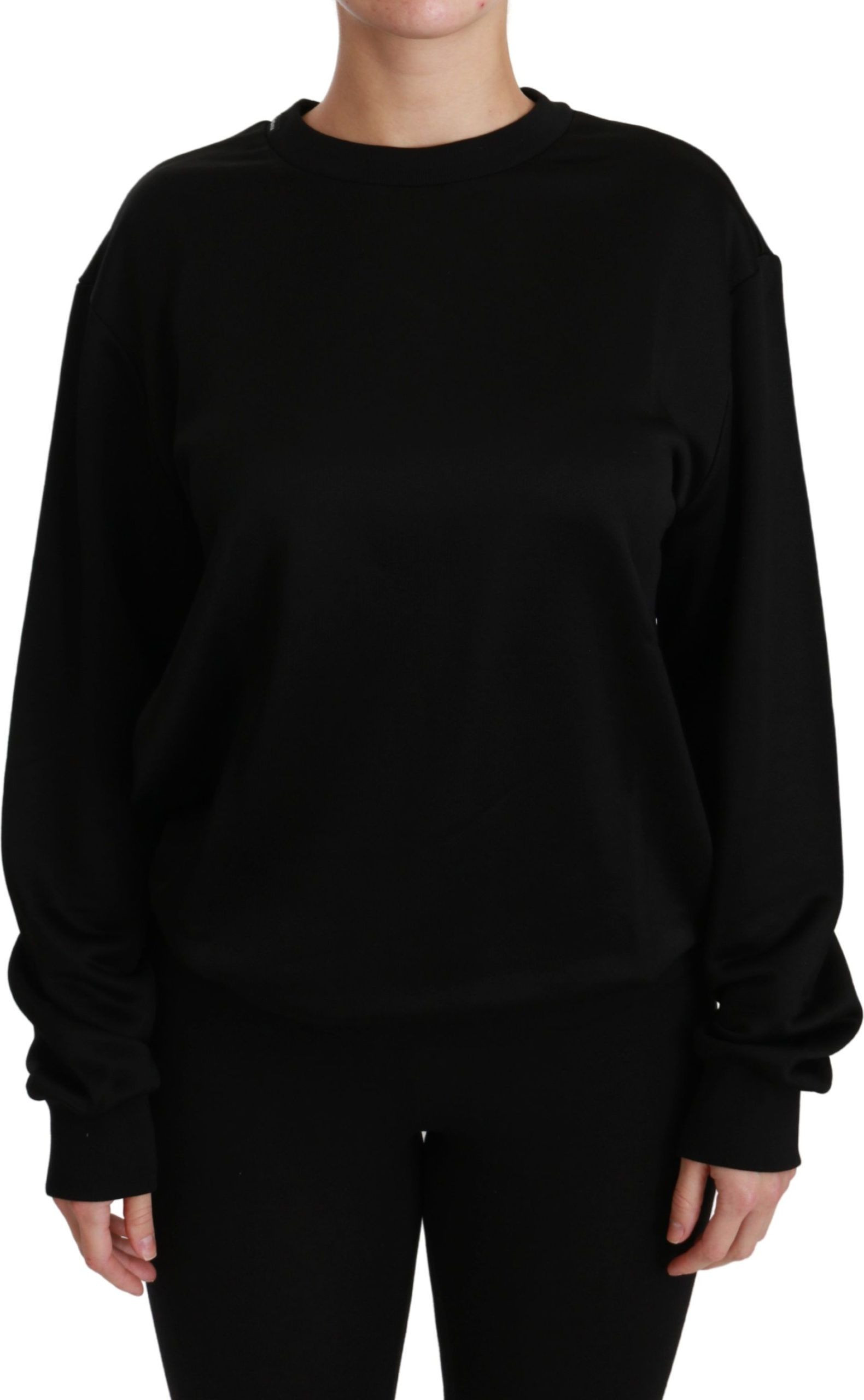 Dolce & Gabbana Sviter Qora Paxta Krujevoy Pullover