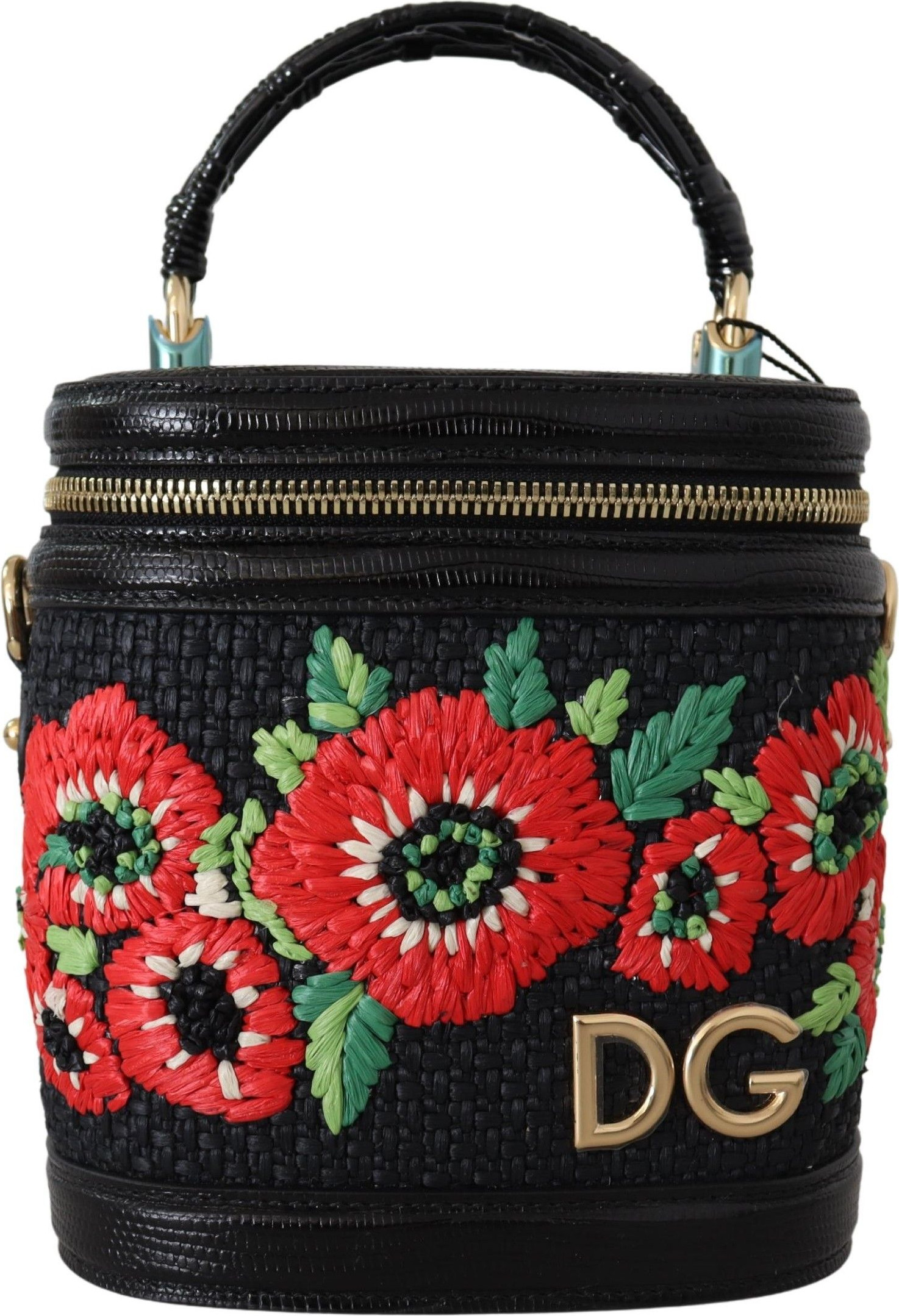 Bag Dolce & Gabbana Elegant Floral Embroidered Black Leather Bag