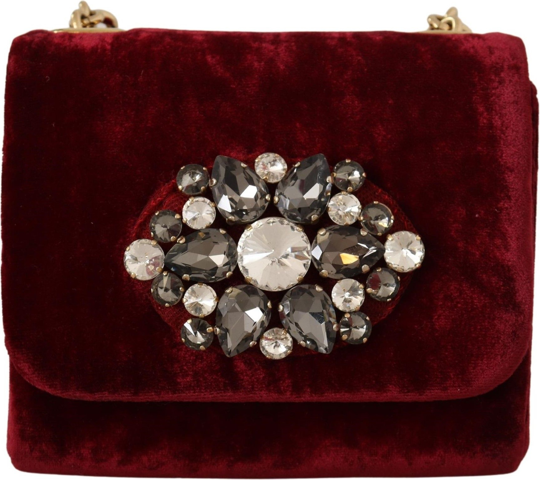 Crossbody sumkasi Dolce & Gabbana baxmal Bordeaux She'rnoma