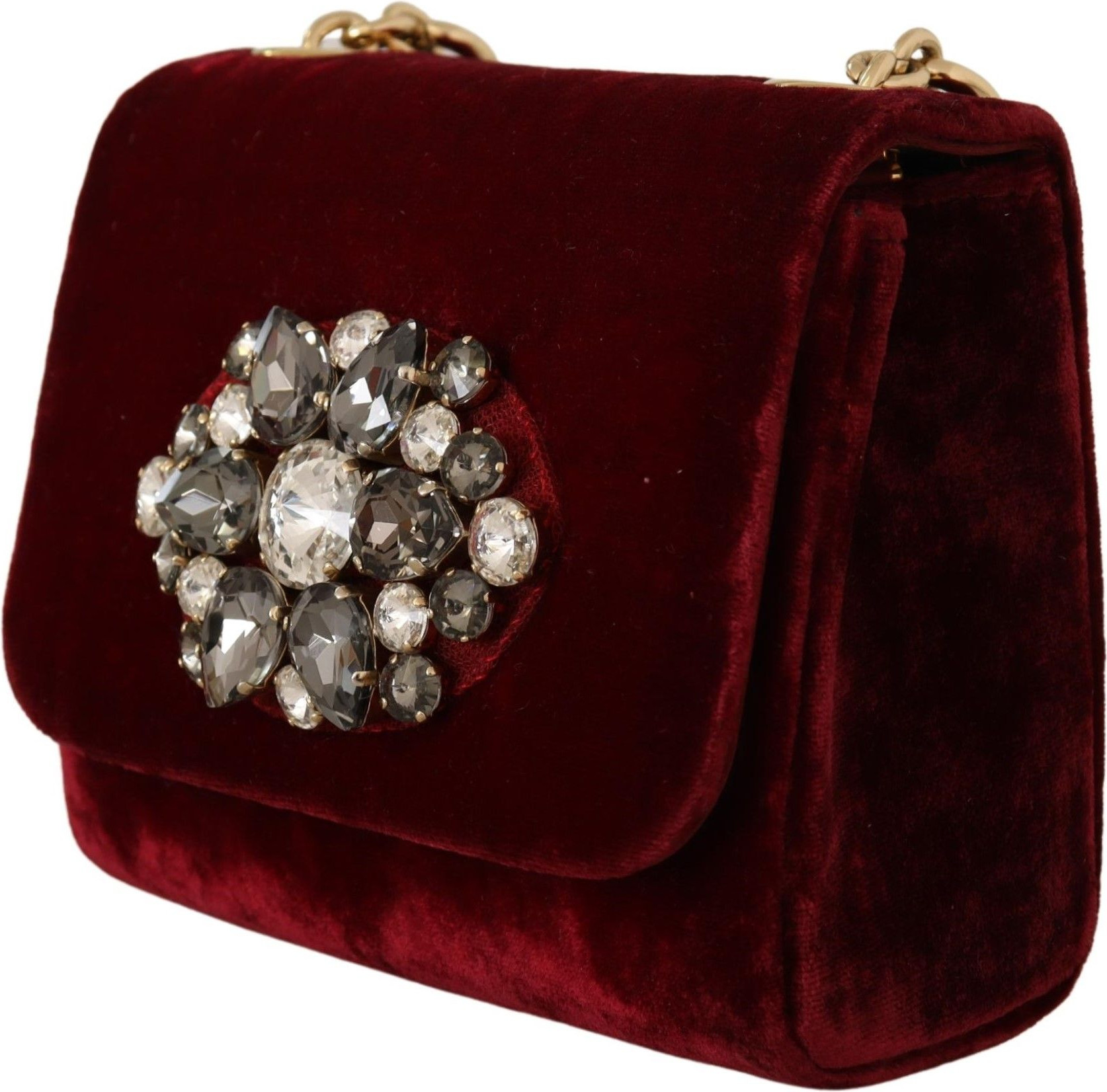 Crossbody sumkasi Dolce & Gabbana baxmal Bordeaux She'rnoma