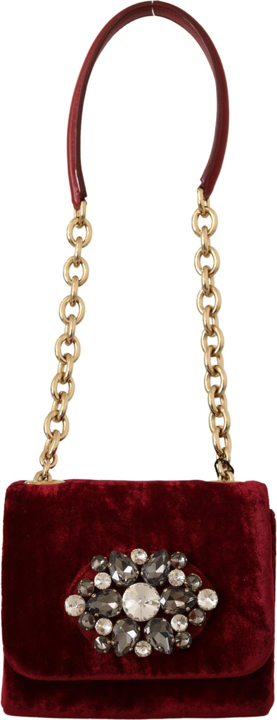 Crossbody sumkasi Dolce & Gabbana baxmal Bordeaux She'rnoma