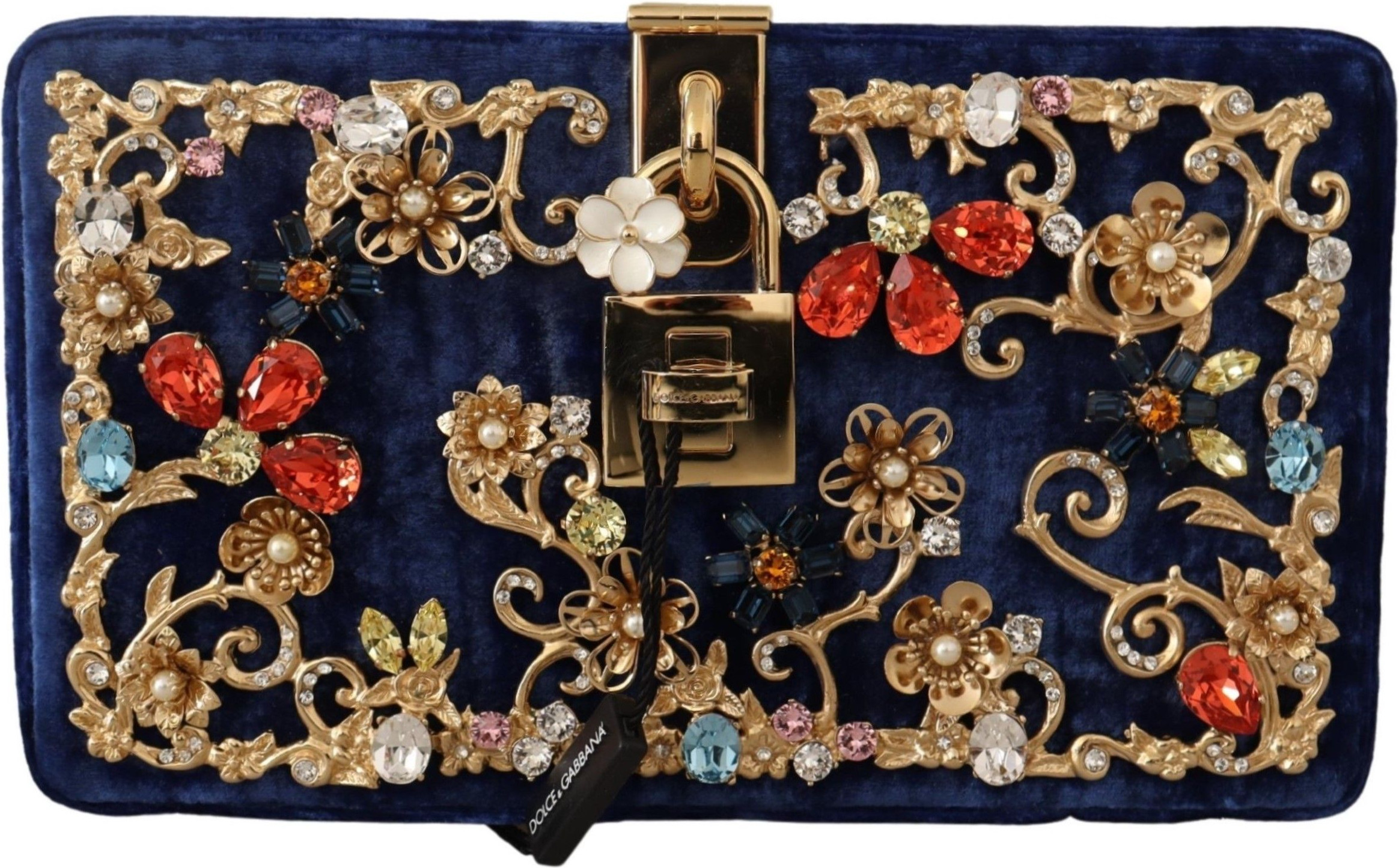Коробка-клатч Dolce & Gabbana Элегантный Сапфировый Вечерний Клатч с Кристальной Отделкой